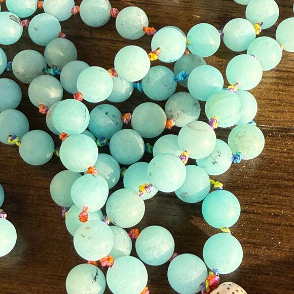 52 Inch Aventurine Mala Necklace With Rose Quartz Tagua Nut - Picture 8 of 10